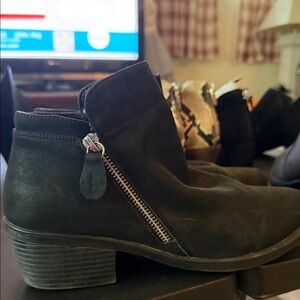 Easy Street Dark Ankle Boots with Zipper